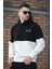 Kewin Üç İplik Şardonlu Baskılı Çift Renk Parçalı Kapüşonlu Erkek Sweatshirt 2