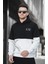 Kewin Üç İplik Şardonlu Baskılı Çift Renk Parçalı Kapüşonlu Erkek Sweatshirt 3