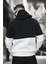 Kewin Üç İplik Şardonlu Baskılı Çift Renk Parçalı Kapüşonlu Erkek Sweatshirt 4