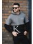 Kewin Üç İplik Şardonlu Baskılı Çift Renk Parçalı Kapüşonlu Erkek Sweatshirt 2