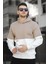 Kewin Üç İplik Şardonlu Baskılı Çift Renk Parçalı Kapüşonlu Erkek Sweatshirt 2