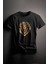 Unisex Baskılı Siyah Tişört Lion L 1
