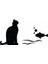 Kedi ve Balık Klozet Sticker Siyah 20X11 cm 1