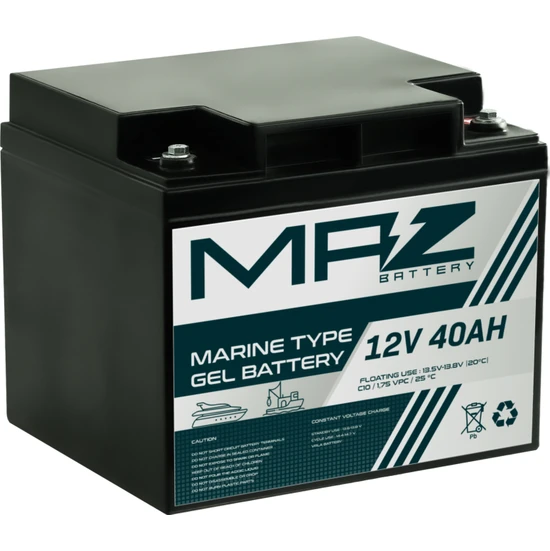 Maz Akü 12 Volt 40 Amper (Ah) Marine Jel VRLA Akü (Yeni Üretim)