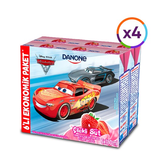 Danone Disney Çilekli Uht Süt 180ML X6 x 4 Adet (Karakter Seçimi Yapılamamaktadır)