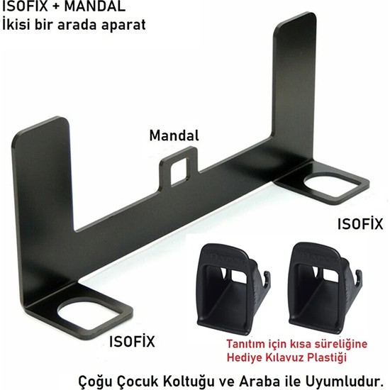 BRK Robotics Metal Braketi Isofix Bebek Oto Koltuğu Aparatı Her Araca Uygun Siyah Renk