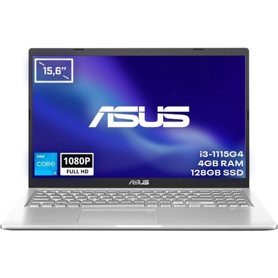 Asus X515EA-BQ967 Intel Core i3 1115G4 4GB 128GB SSD Freedos 15.6" FHD Taşınabilir Bilgisayar
