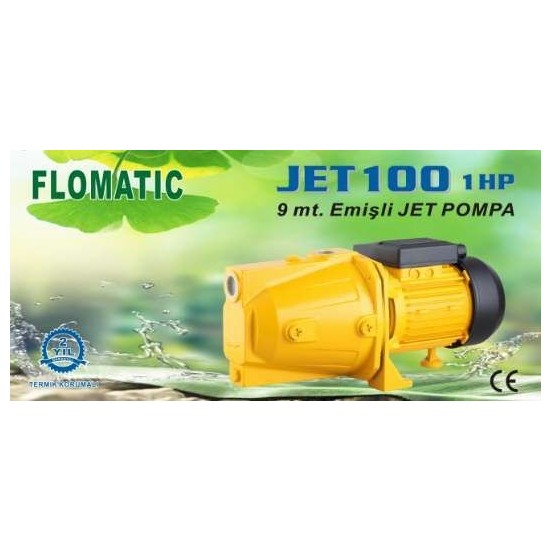 Flomatic JET100 1 Hp 220V 9 Mt. Emişli Jet Pompa Bakıra Fiyatı