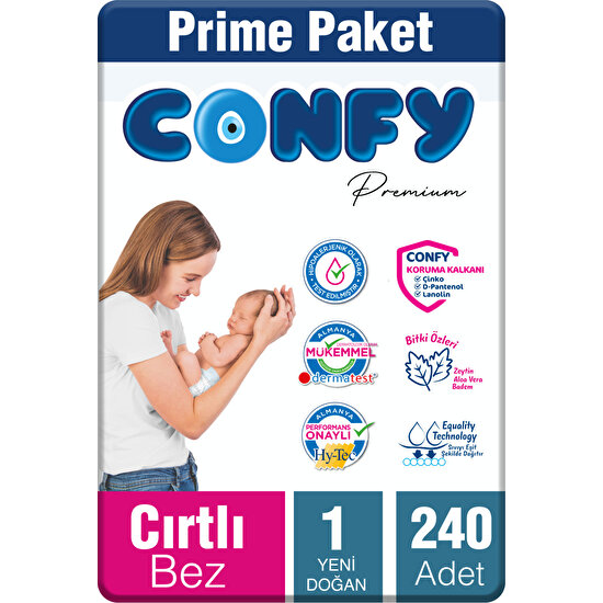 Confy Premium 1 Numara Bebek Bezi Yenidoğan 2 - 5 kg 240 Adet