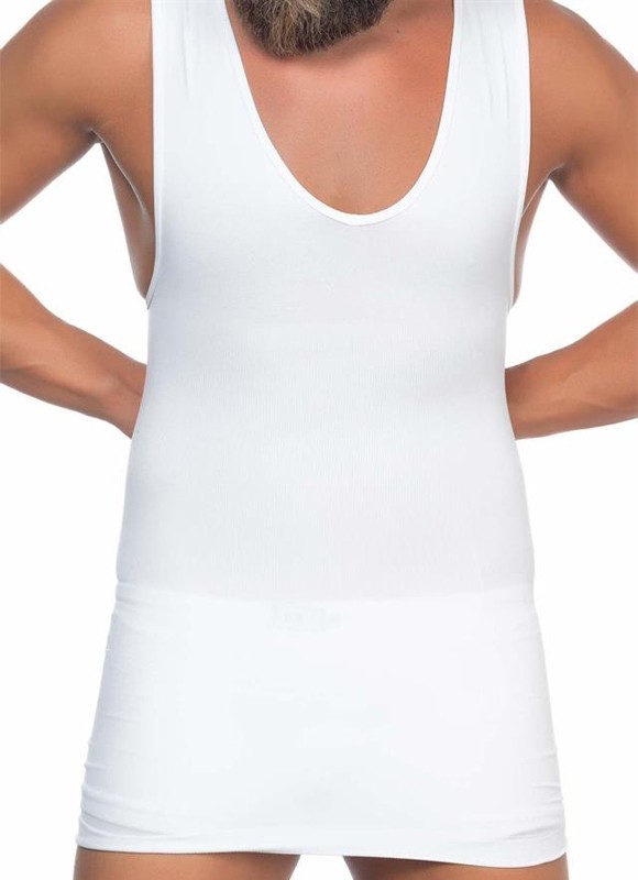 Secret Moda V Yaka Emay Erkek Toparlayıcı Göbek Saklayıcı Atlet Bel Korse Beyaz görsel 4