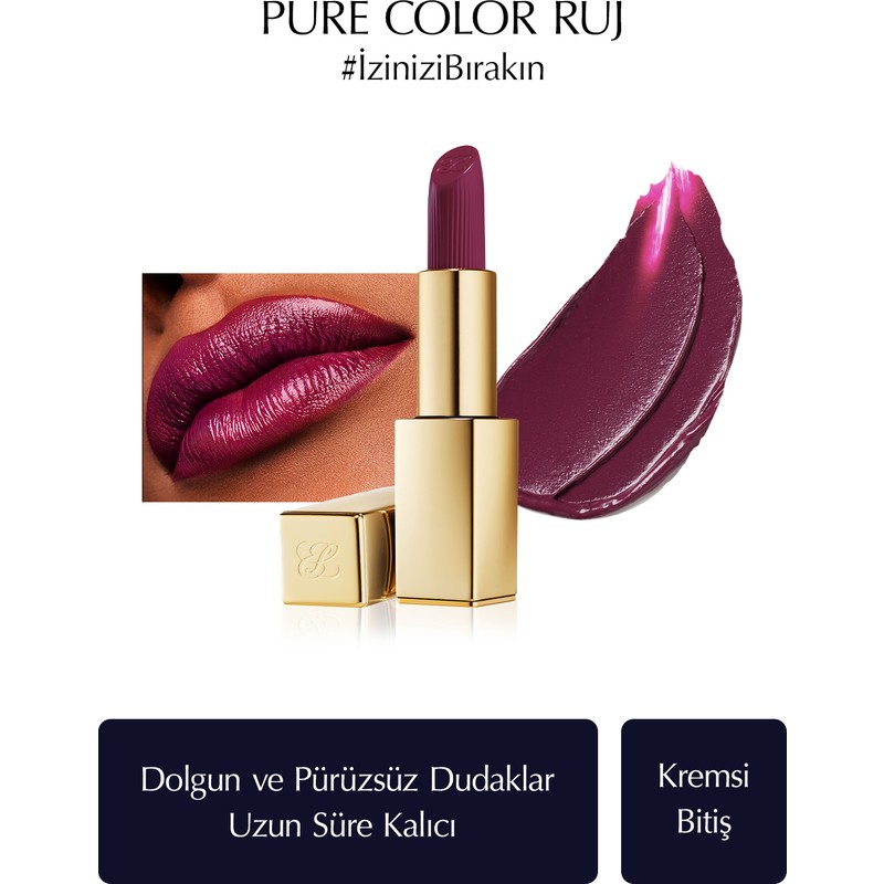 Estee Lauder Kremsi Ruj - Pure Color Creme Lipstick Kremsi, Saten Bitiş - 3.5gr - Renk: 450 Insolent Plum