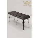 By Hakan Aşkın Metal Ayaklı Babyface Puf & Bench Koyu Füme