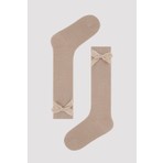 Kız Çocuk Brown Ribbon Pantolon Çorabı