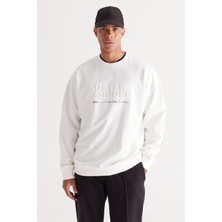 Altınyıldız Classics Erkek Ekru Oversize Bol Kesim Içi Polarlı 3 Iplik Bisiklet Yaka Pamuklu Sweatshirt