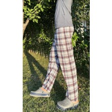 Betimoda Erkek Pamuklu Cepsiz Ekose Desenli Pijama Altı Eşofman Süp Lacivert Beyaz