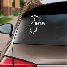 Reysa Tasarım Hatay Harita Araba Sticker Beyaz 15X18 cm