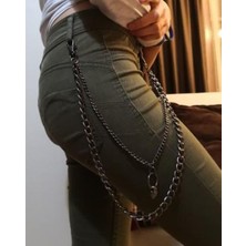 Metal Giyim Kurukafa Detaylı Pantolon Zinciri