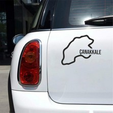 Reysa Tasarım Çanakkale Harita Araba Sticker Siyah 17X13 cm