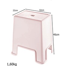 Geseus Büyük Boy Banyo Taburesi Çok Amaçlı Tabure - 129 - Pudra