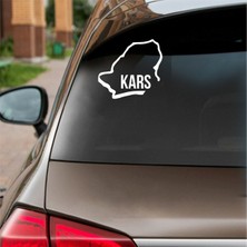 Reysa Tasarım Kars Harita Araba Sticker Beyaz 16X15 cm