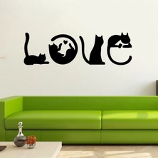 Reysa Tasarım Kediler Love Duvar Sticker Siyah 21X7 cm