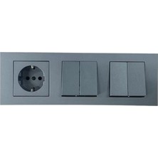 Ovivo Grano Füme Üçlü Set Topraklı Priz + Komütatör + Komütatör