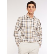 Fabrika Comfort Regular Fit Gömlek Yaka Ekose Kahve Erkek Gömlek FC3WM-GML315