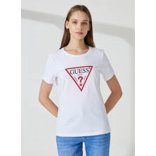 Guess Bisiklet Yaka Beyaz Kadın T-Shirt W1YI1BI3Z14G011