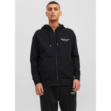 Jack & Jones Kapüşon Yaka Siyah Erkek Sweatshirt 12241691_JORVESTERBRO Sweat Zıp Hoo