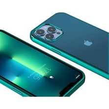 HEPTEKİLETİŞİM Apple  iPhone 13 Pro Max Kılıf Ultra Ince Sert Şeffaf Renkli Kenarlı Kapak (Pixel)