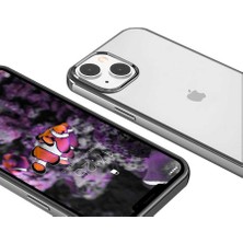 HEPTEKİLETİŞİM Apple  iPhone 13 Kılıf Ultra Ince Sert Şeffaf Renkli Kenarlı Kapak (Pixel)