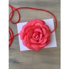 Karan Tuhafiye Gül Kolye/saten Çiçek Kolye