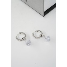 By Zeyna Aksesuar Kadın Vip Seri Baget Zirkon Taşlı Halka  Model Klipsli 2'li Set Küpe