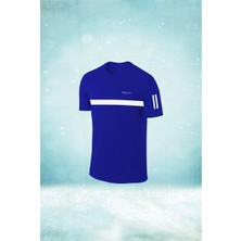 Poseidon Storm Erkek Mavi Dri-Fit Kumaş Yürüyüş Için Konforlu  Sıfır Yaka Tshirt  S-3xl