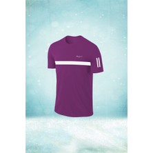 Poseidon Storm Büyük Beden Erkek Mor Dri-Fit Kumaş Baskısız Yuvarlak Yaka Kısa Kol T-Shirt    (4xl- 10XL)
