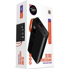 Powerway  30.000 Mah Pd 22.5W Dahili Kablolu Hızlı Şarj LED Fener Gerçek 30.000 Mah QC30S Powerbank