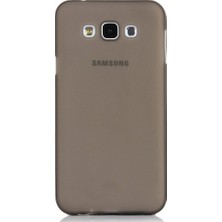 FitCase Samsung Galaxy E7 (E700) Kılıf Soft Silikon Şeffaf-Siyah Arka Kapak