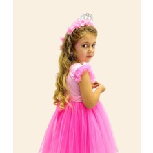 VİTASTORETR Barbie Baskı Pembe Tüllü Abiye Elbise