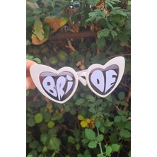 Pekshop Bride Yazılı Beyaz Kalp Fotoğraf Çekimi Aksesuarı Güneş Gözlüğü Beyaz