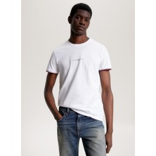 Tommy Hilfiger Bisiklet Yaka Beyaz Erkek T-Shirt MW0MW32584YBR