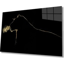 Kırmızı Ayı Aslan Cam Tablo