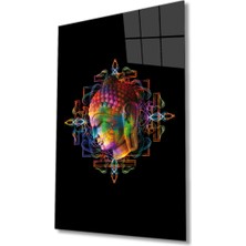 Kırmızı Ayı Buda Cam Tablo