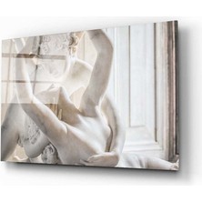 Kırmızı Ayı Heykel Cam Tablo