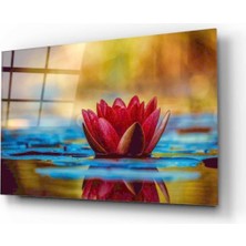 Kırmızı Ayı Çiçek Cam Tablo