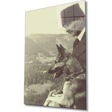 Kırmızı Ayı Atatürk Cam Tablo