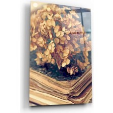 Kırmızı Ayı Çiçek Cam Tablo