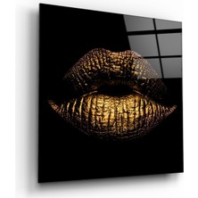 Kırmızı Ayı Dudak Cam Tablo