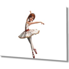 Kırmızı Ayı Balerin Cam Tablo