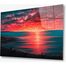 Kırmızı Ayı Manzara Cam Tablo