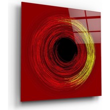 Kırmızı Ayı Kırmızı Girdap Cam Tablo